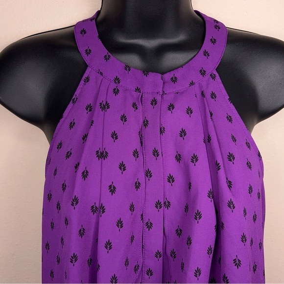 SMALL WORTHINGTON PURPLE SLEEVELESS BLOUSE FLOWY RUFFLE HALTER - Picture 3 of 12